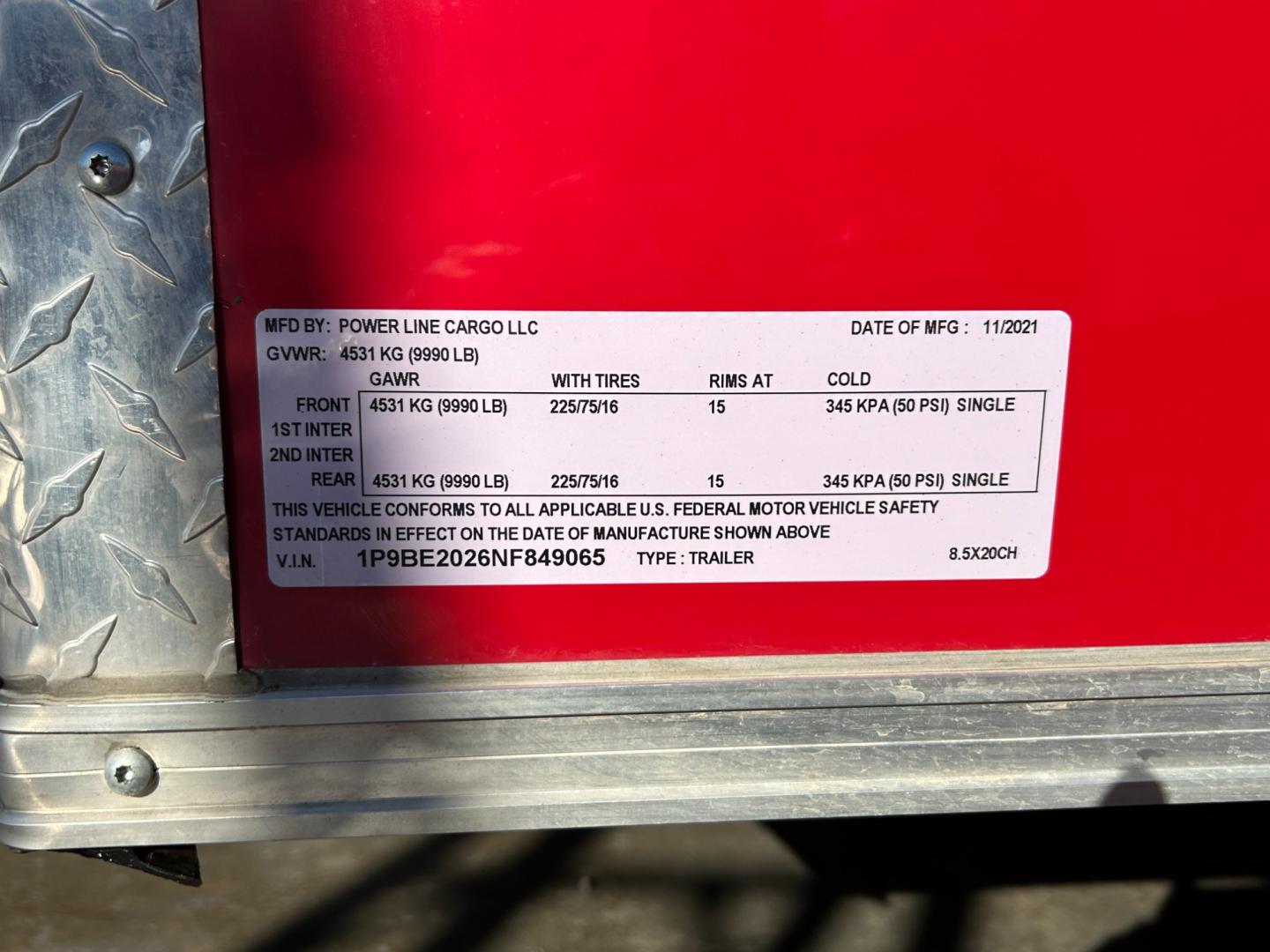 2022 RED POWER LINE SILVERLINE ENCLOSED (1P9BE2026NF) , located at 17760 Hwy 62, Morris, OK, 74445, 35.609104, -95.877060 - Photo#9